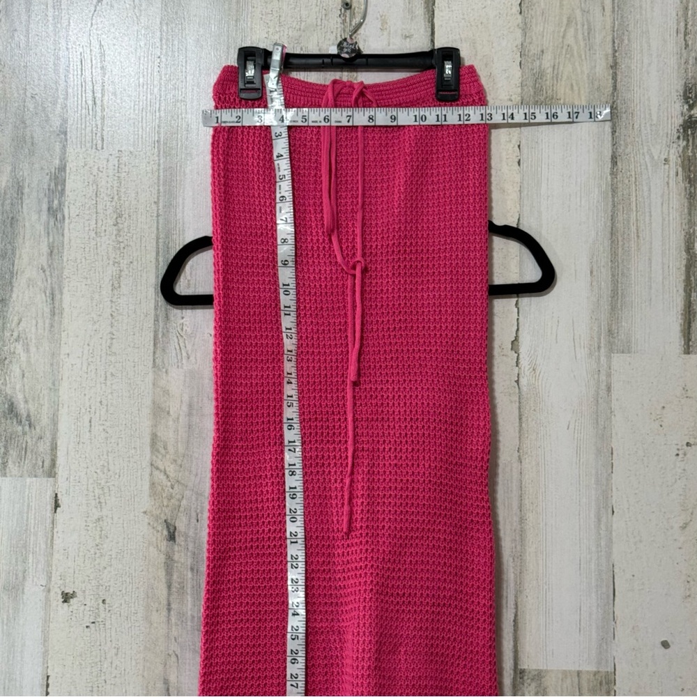 Two Piece Pink Knit Maxi Skirt and Cropped Sleeveless Top Knit Cover Up - Picture 11 of 16